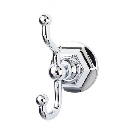 Edwardian Bath Double Hook Polished Chrome Hex Backplate