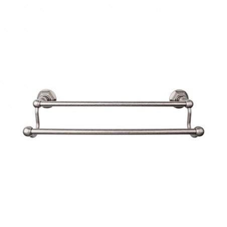 Edwardian Bath 18" Double Towel Bar Antique Pewter Hex Backplate