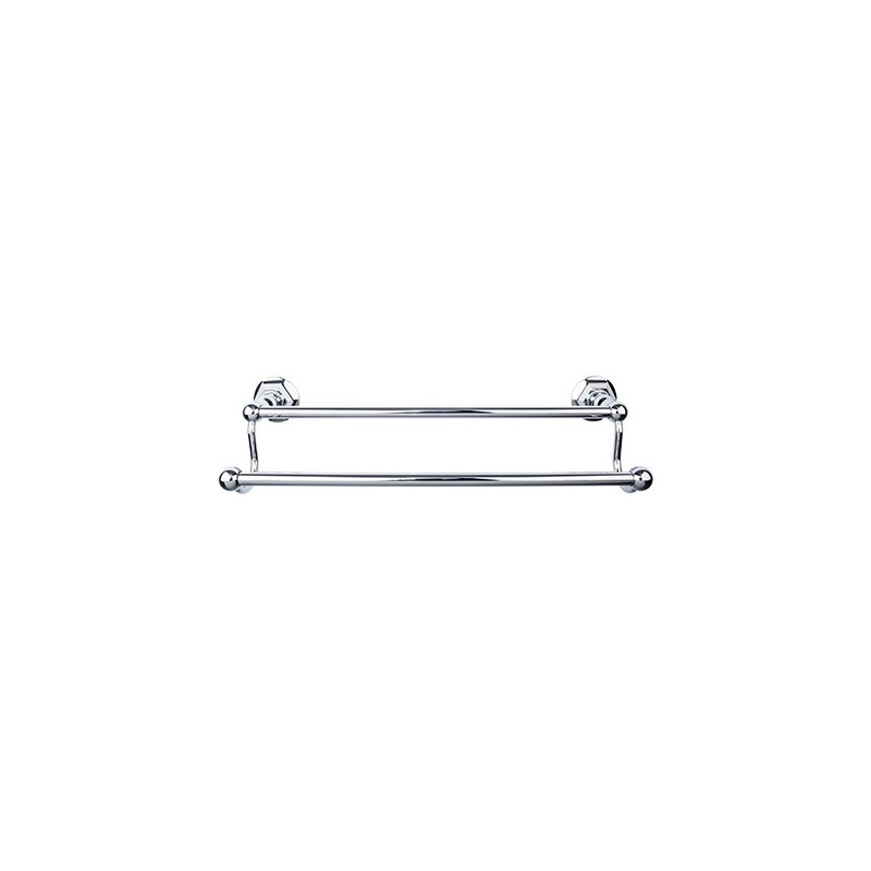 Edwardian Bath 18" Double Towel Bar Polished Chrome Hex Backplate