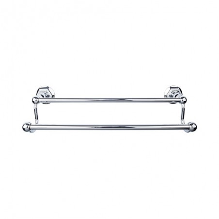 Edwardian Bath 18" Double Towel Bar Polished Chrome Hex Backplate