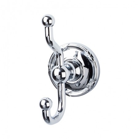 Edwardian Bath Double Hook Polished Chrome Ribbon Backplate