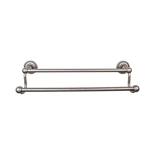 Edwardian Bath 30" Double Towel Bar Antique Pewter Rope Backplate