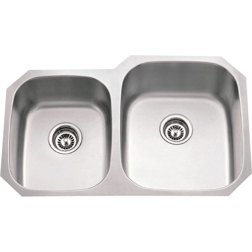 Stainless Steel (18 Gauge) Kitchen Sink w/Two Unequal Bowls.