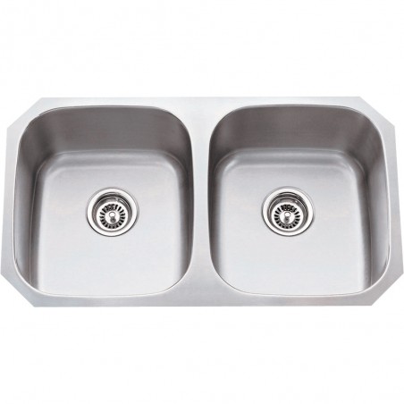 Stainless Steel (18 Gauge) Kitchen Sink with Two Equal Bowls