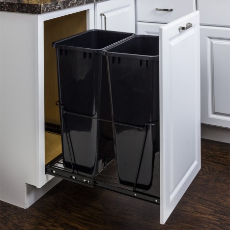 50-Quart Double Pullout Waste Container System.             