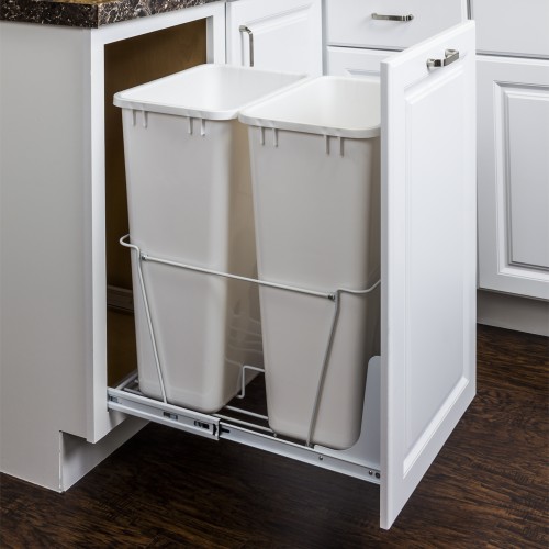50-Quart Double Pullout Waste Container System.             