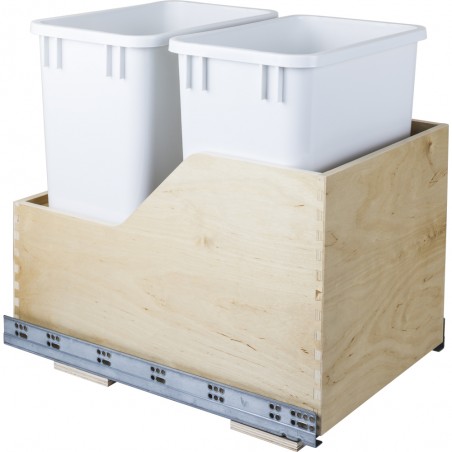 Preassembled 35-Quart Double Pullout Waste Container System 