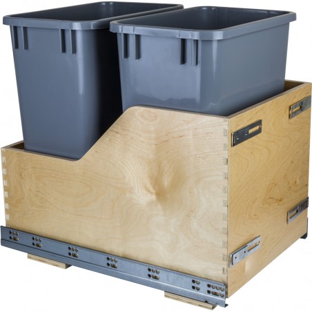 Preassembled 35-Quart Double Pullout Waste Container System 