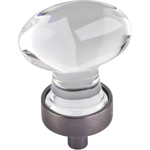 1-1/4" OL Glass Football Cabinet Knob. Packaged with one 8-3