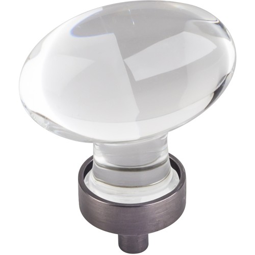 1-5/8" OL Glass Football Cabinet Knob. Packaged with one 8-3