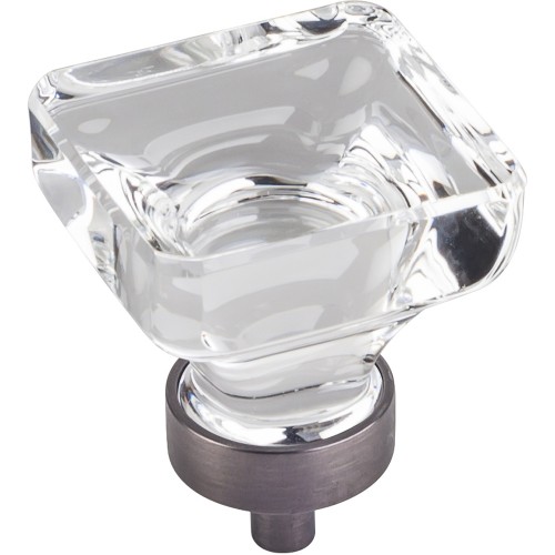1-3/8" OL Glass Square Cabinet Knob. Packaged with one 8-32 