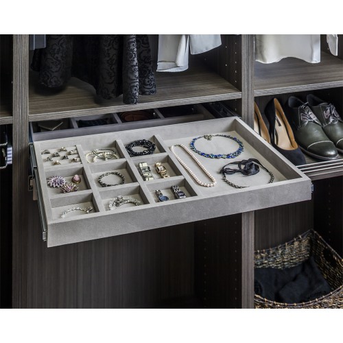 10 compartment gray felt  jewelry organizer with ring insert