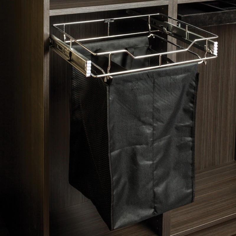  Pullout Hamper.  14" deep 17" wide. Features a Dark Bronze