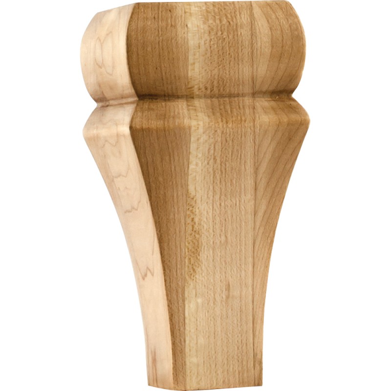 3" Square x 6" Bullnose with Taper Bun Foot Species:  Alder