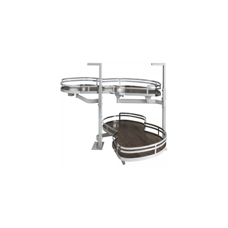 15" Walnut Blind Corner Swing Out, Right Handed Unit - Chrome Edge