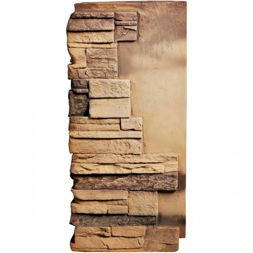 12"W Board Side & 11"W Finger Side x 25"H x 1 1/2"D Dry Stack Endurathane Faux Stone Outer Corner Siding Panel, Arizona Gold