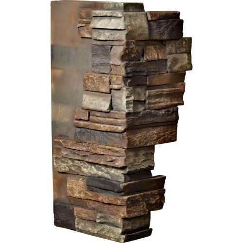 12"W Board Side & 11"W Finger Side x 25"H x 1 1/2"D Dry Stack Endurathane Faux Stone Outer Corner Siding Panel, Redstone