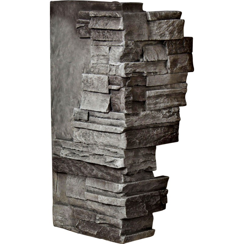 12"W Board Side & 11"W Finger Side x 25"H x 1 1/2"D Dry Stack Endurathane Faux Stone Outer Corner Siding Panel, Slate