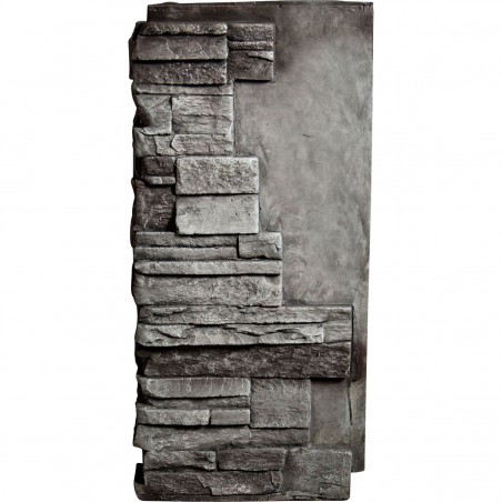 12"W Board Side & 11"W Finger Side x 25"H x 1 1/2"D Dry Stack Endurathane Faux Stone Outer Corner Siding Panel, Slate