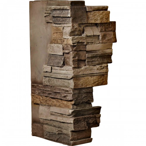 12"W Board Side & 11"W Finger Side x 25"H x 1 1/2"D Dry Stack Endurathane Faux Stone Outer Corner Siding Panel, Terrastone