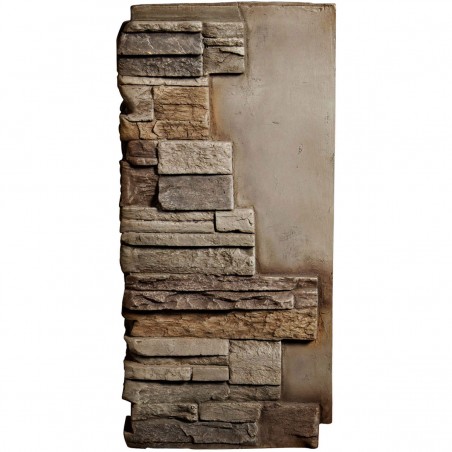 12"W Board Side & 11"W Finger Side x 25"H x 1 1/2"D Dry Stack Endurathane Faux Stone Outer Corner Siding Panel, Terrastone