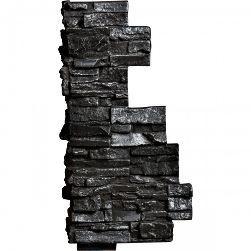 13 3/4"W Board Side & 12 1/2"W Finger Side x 25"H x 1 1/2"D Stacked Endurathane Faux Stone Outer Corner Siding Panel, Graphite