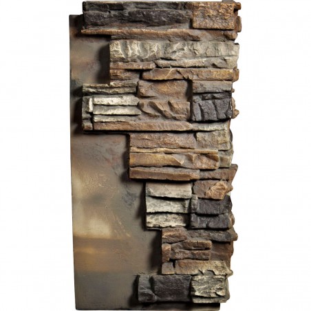 13 3/4"W Board Side & 12 1/2"W Finger Side x 25"H x 1 1/2"D Stacked Endurathane Faux Stone Outer Corner Siding Panel, Redstone