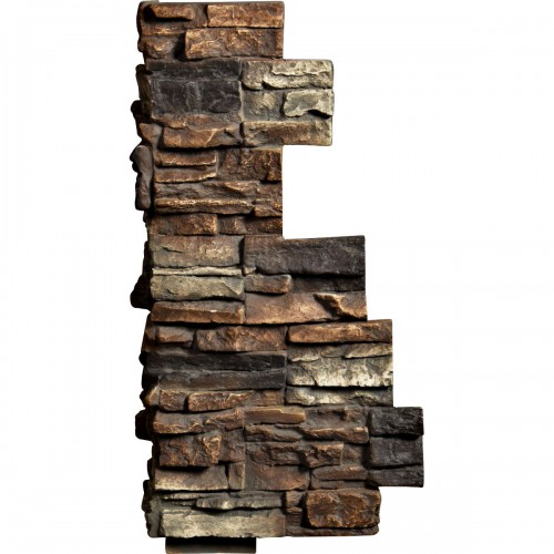 13 3/4"W Board Side & 12 1/2"W Finger Side x 25"H x 1 1/2"D Stacked Endurathane Faux Stone Outer Corner Siding Panel, Redstone