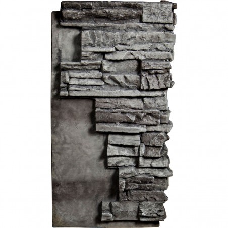 13 3/4"W Board Side & 12 1/2"W Finger Side x 25"H x 1 1/2"D Stacked Endurathane Faux Stone Outer Corner Siding Panel, Slate