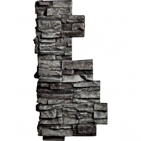 13 3/4"W Board Side & 12 1/2"W Finger Side x 25"H x 1 1/2"D Stacked Endurathane Faux Stone Outer Corner Siding Panel, Slate