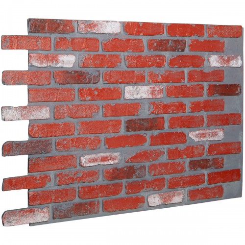 46 5/8"W x 33 3/4"H x 7/8"D Old Chicago Endurathane Faux Brick Siding Panel, Aged Brick