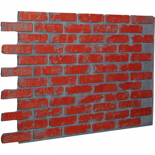 46 5/8"W x 33 3/4"H x 7/8"D Old Chicago Endurathane Faux Brick Siding Panel, Red Brick