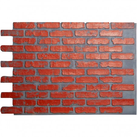 46 5/8"W x 33 3/4"H x 7/8"D Old Chicago Endurathane Faux Brick Siding Panel, Red Brick