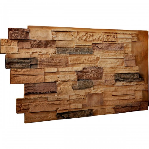 48"W x 25"H x 1 1/2"D Dry Stack Endurathane Faux Stone Siding Panel, Arizona Gold