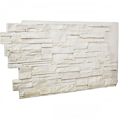 48"W x 25"H x 1 1/2"D Dry Stack Endurathane Faux Stone Siding Panel, Dove White
