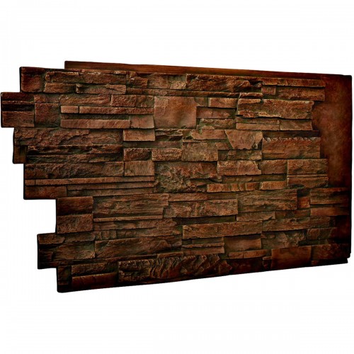 48"W x 25"H x 1 1/2"D Dry Stack Endurathane Faux Stone Siding Panel, Mocha