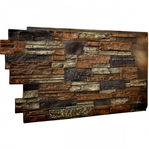 48"W x 25"H x 1 1/2"D Dry Stack Endurathane Faux Stone Siding Panel, Redstone