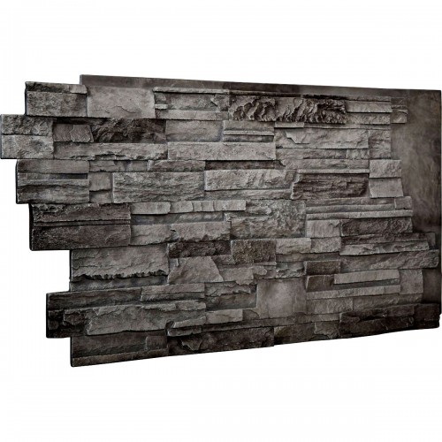 48"W x 25"H x 1 1/2"D Dry Stack Endurathane Faux Stone Siding Panel, Slate