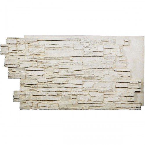 48"W x 25"H x 1 1/2"D Stacked Endurathane Faux Stone Siding Panel, Dove White
