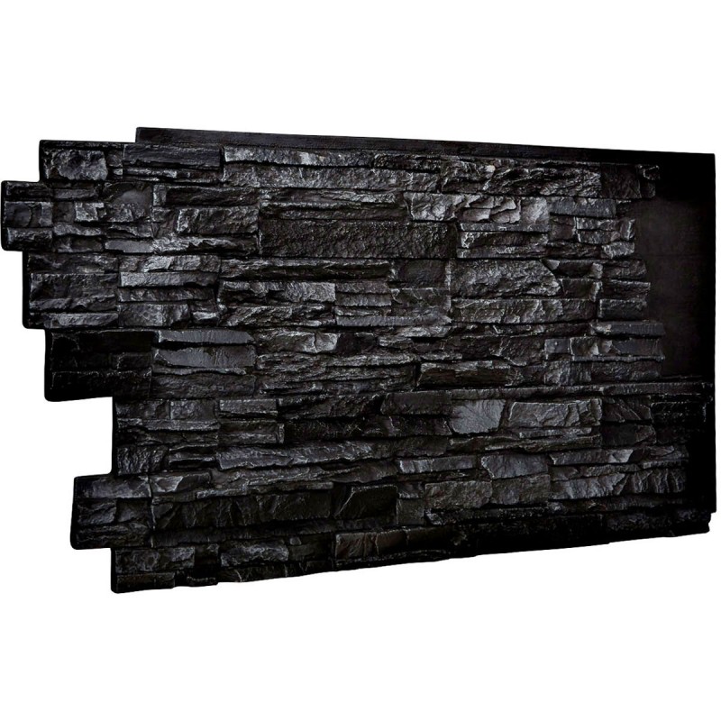 48"W x 25"H x 1 1/2"D Stacked Endurathane Faux Stone Siding Panel, Graphite