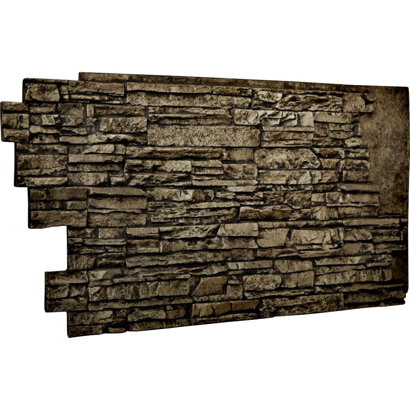 48"W x 25"H x 1 1/2"D Stacked Endurathane Faux Stone Siding Panel, Grey