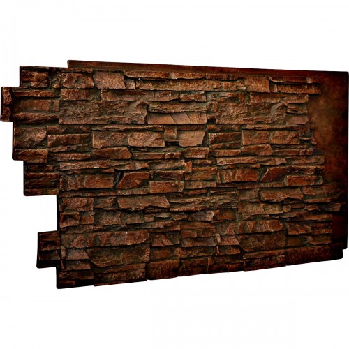 48"W x 25"H x 1 1/2"D Stacked Endurathane Faux Stone Siding Panel, Mocha