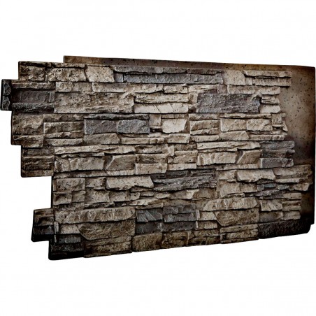 48"W x 25"H x 1 1/2"D Stacked Endurathane Faux Stone Siding Panel, Platinum