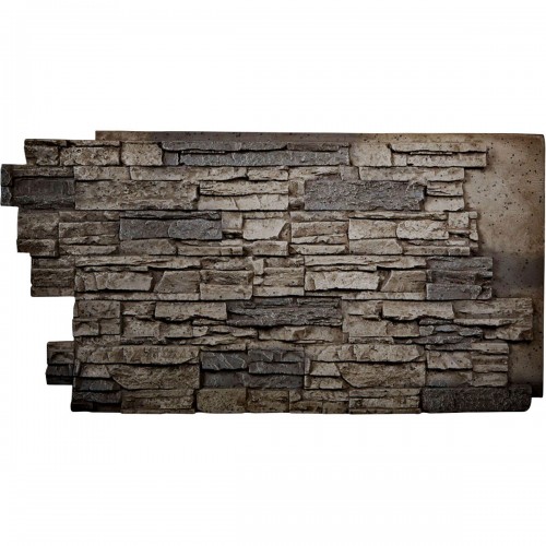 48"W x 25"H x 1 1/2"D Stacked Endurathane Faux Stone Siding Panel, Platinum