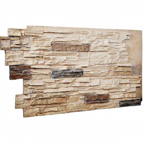 48"W x 25"H x 1 1/2"D Stacked Endurathane Faux Stone Siding Panel, Sonora Desert