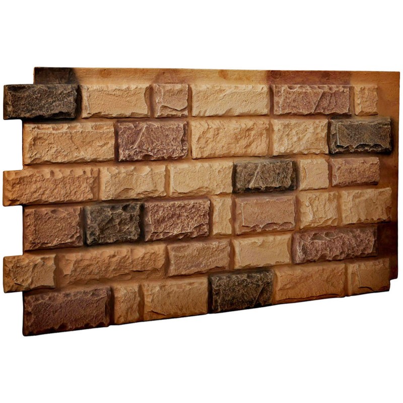 48"W x 25"H x 1 1/2"D Cut Coarse Random Endurathane Faux Rock Siding Panel, Arizona Gold