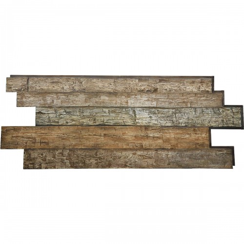 98"W x 38"H x 1"D Hand Hewn Endurathane Faux Wood Siding Panel, Weathered