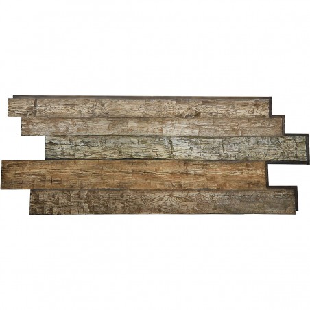 98"W x 38"H x 1"D Hand Hewn Endurathane Faux Wood Siding Panel, Weathered