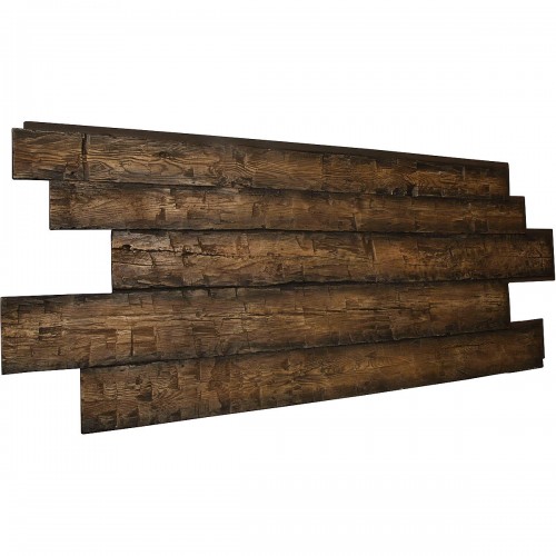 98"W x 38"H x 1"D Hand Hewn Endurathane Faux Wood Siding Panel, Weathered Mahogany
