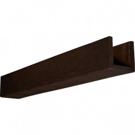 4"W x 4"H x 10'L 3-Sided (U-beam) Rough Sawn Endurathane Faux Wood Ceiling Beam, Espresso Finish